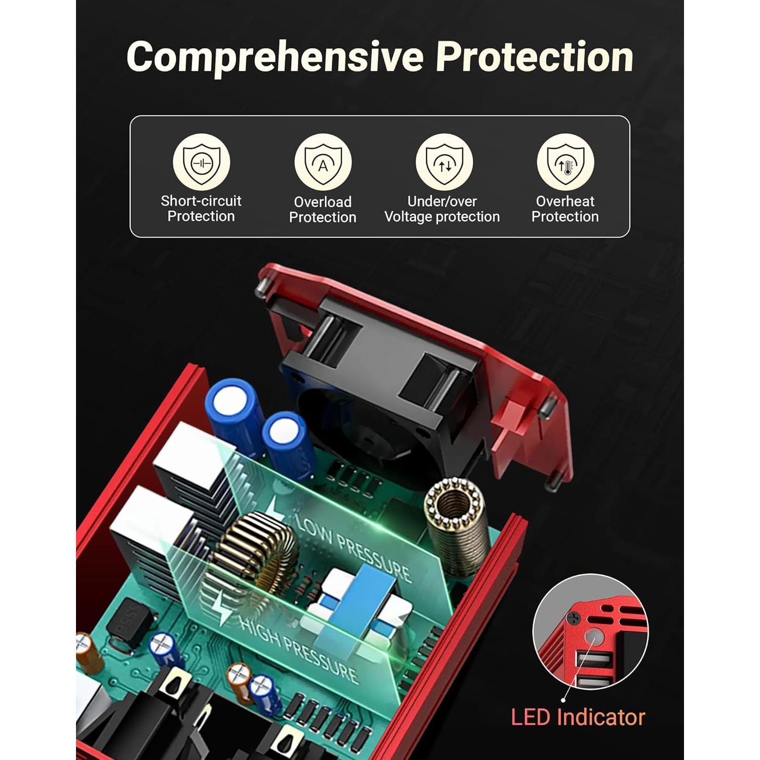 Inversor de Potencia BESTEK 300W DC 12V a AC 110V con USB