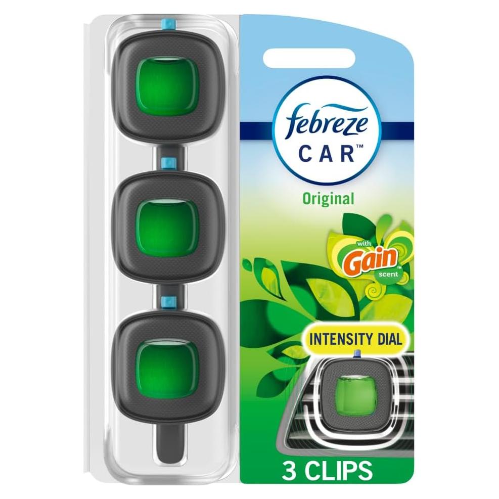 Ambientador de Auto Febreze Clip Ventilación Aroma Gain 3 Pzas