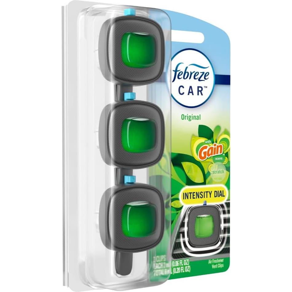 Ambientador de Auto Febreze Clip Ventilación Aroma Gain 3 Pzas
