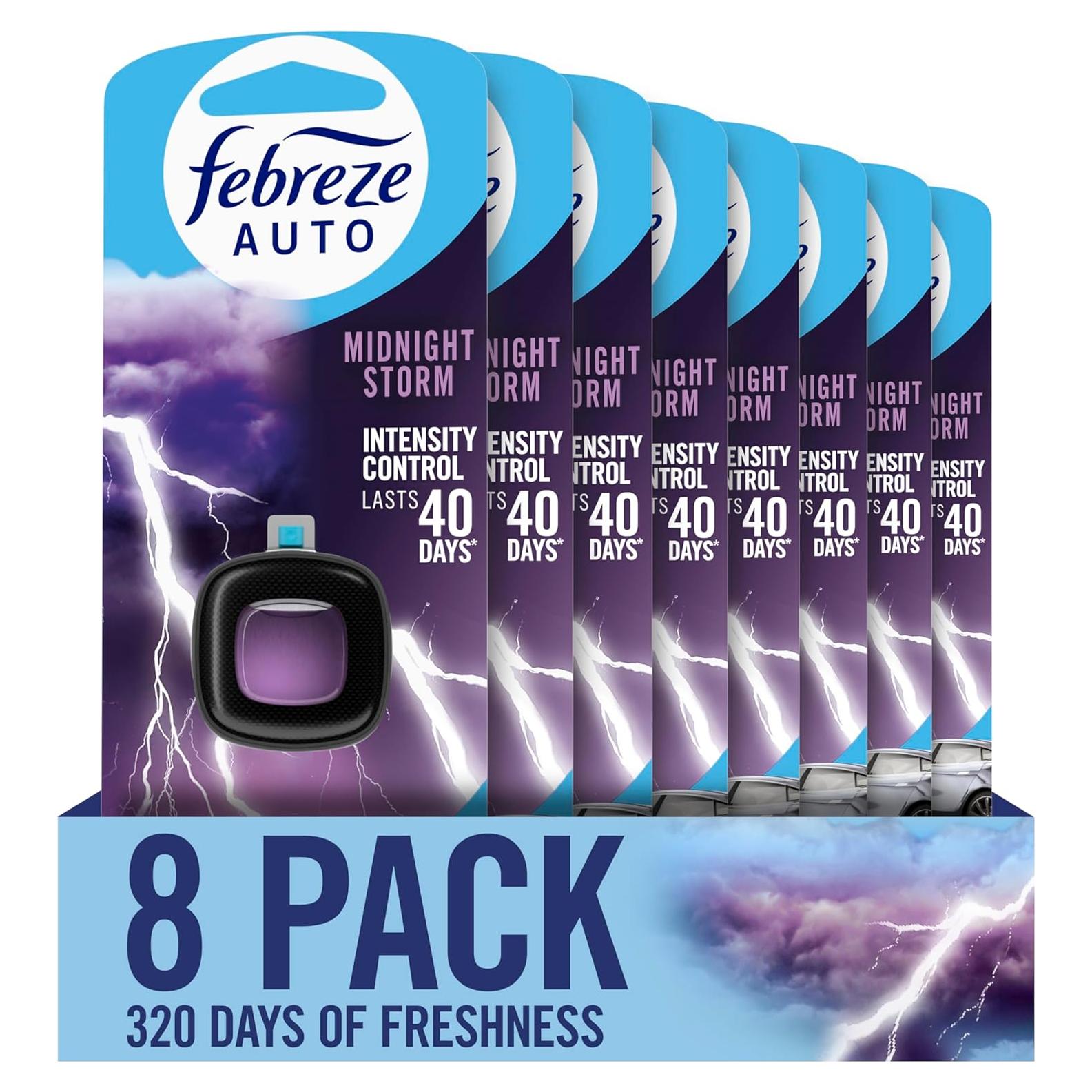 Febreze AUTO Ambientador Clip Ventilación Tormenta Medianoche 8 Unid