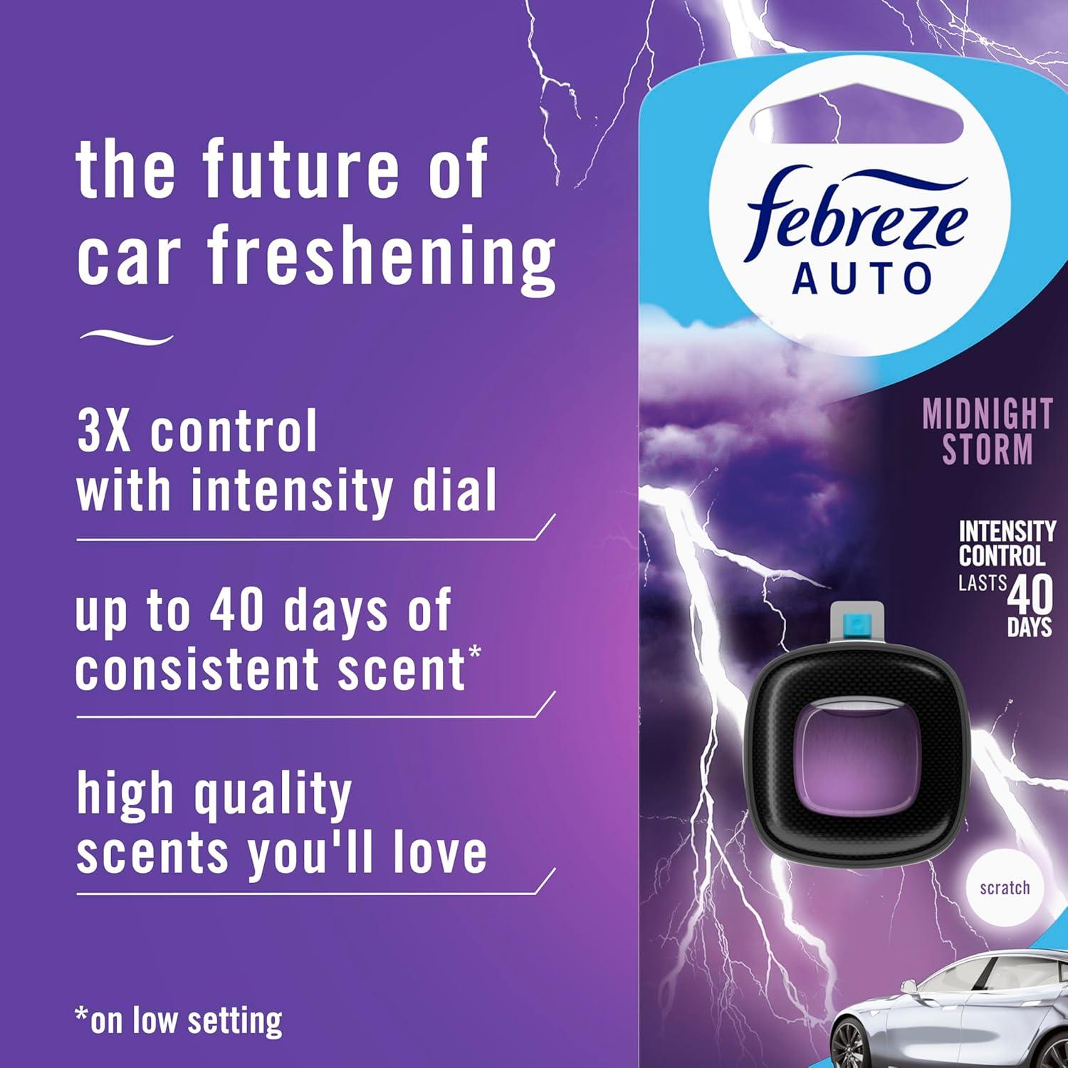 Febreze AUTO Ambientador Clip Ventilación Tormenta Medianoche 8 Unid