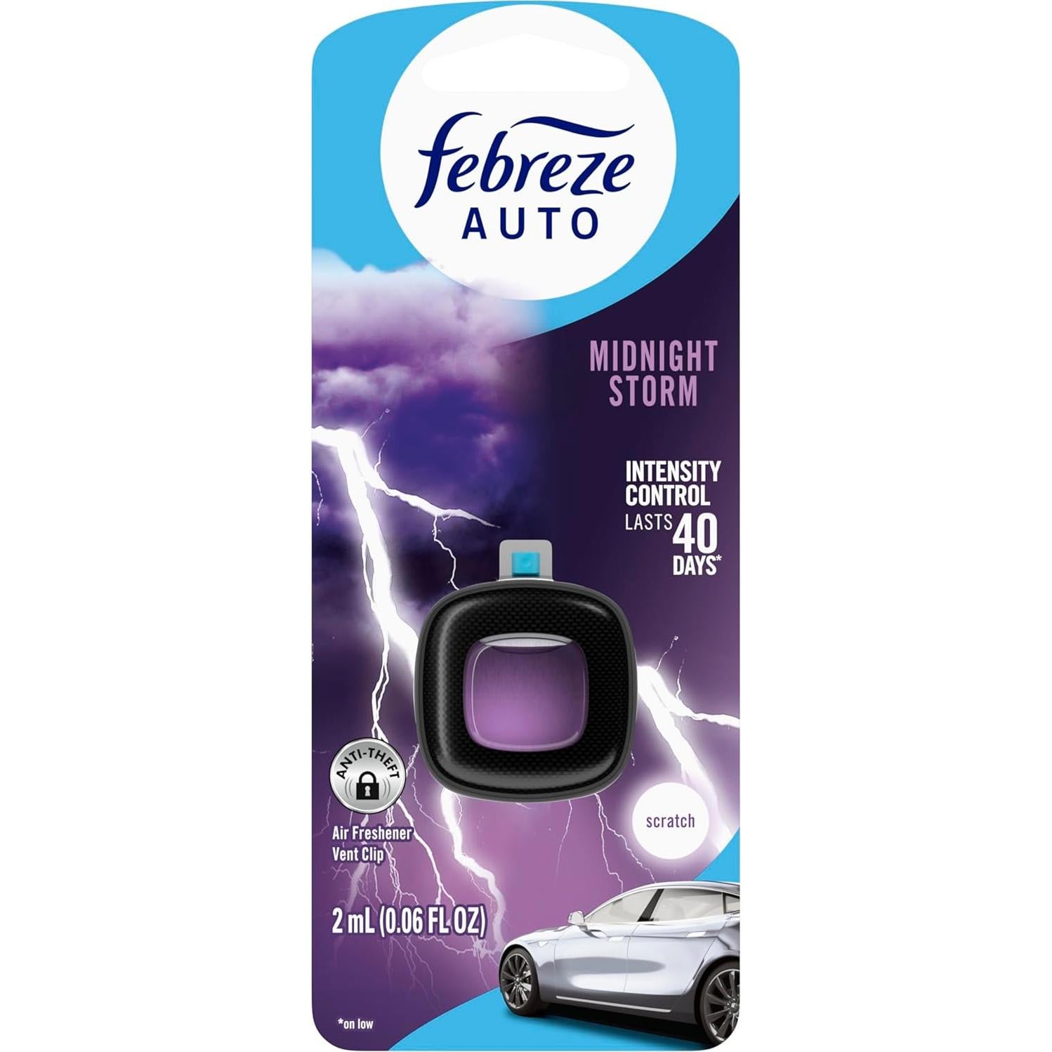 Febreze AUTO Ambientador Clip Ventilación Tormenta Medianoche 8 Unid