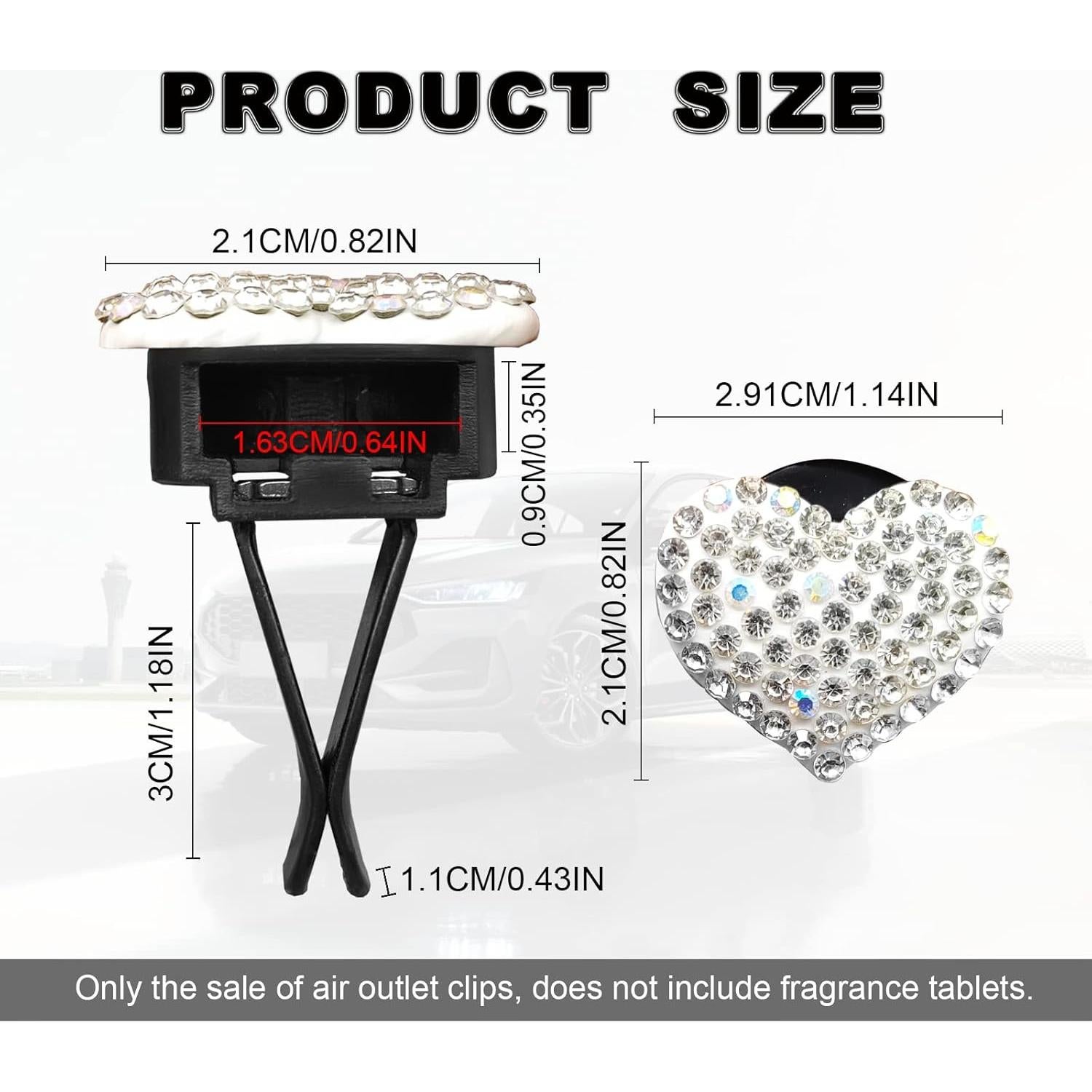 2 Clips de Ventilación para Auto RBOKO Corazón Brillante Blanco