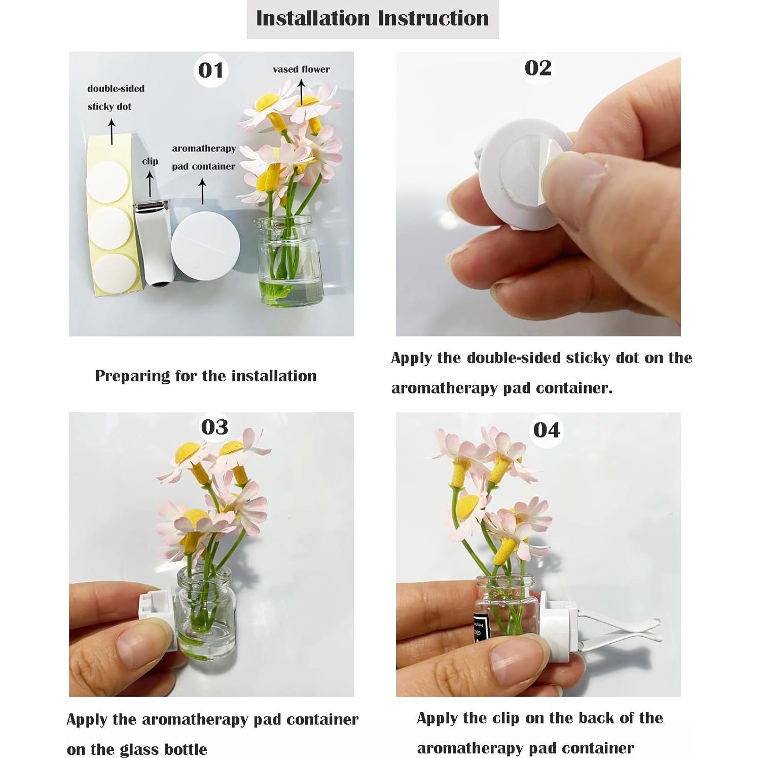 Juego de 4 Jarrones de Vidrio con Flores Artificiales para Auto
