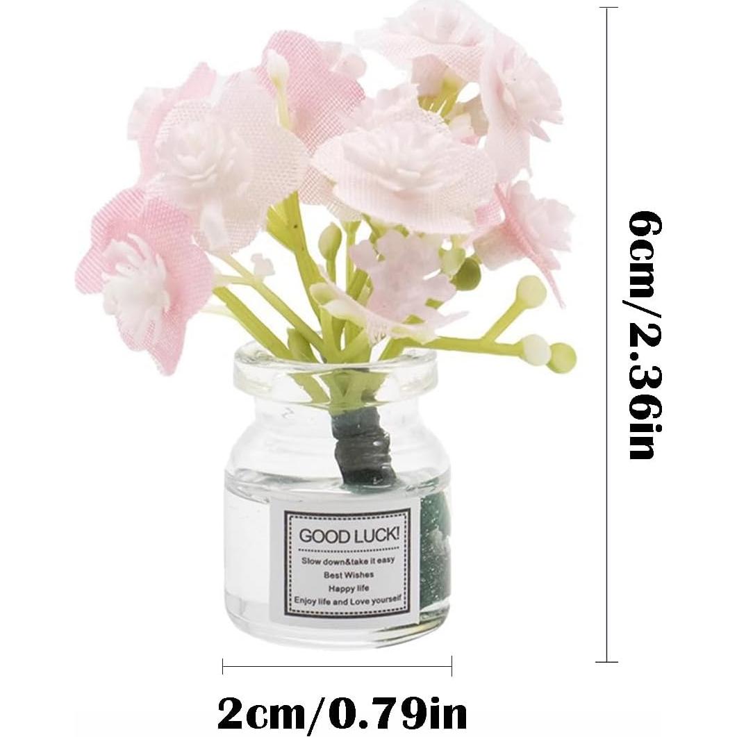 Juego de 4 Jarrones de Vidrio con Flores Artificiales para Auto