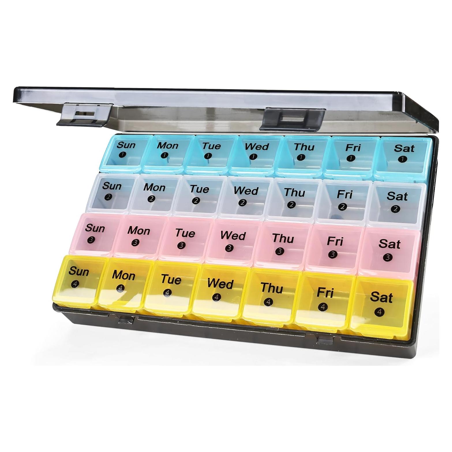 Organizador de Pastillas Mensual XL Furain 28 Días 4 Semanas