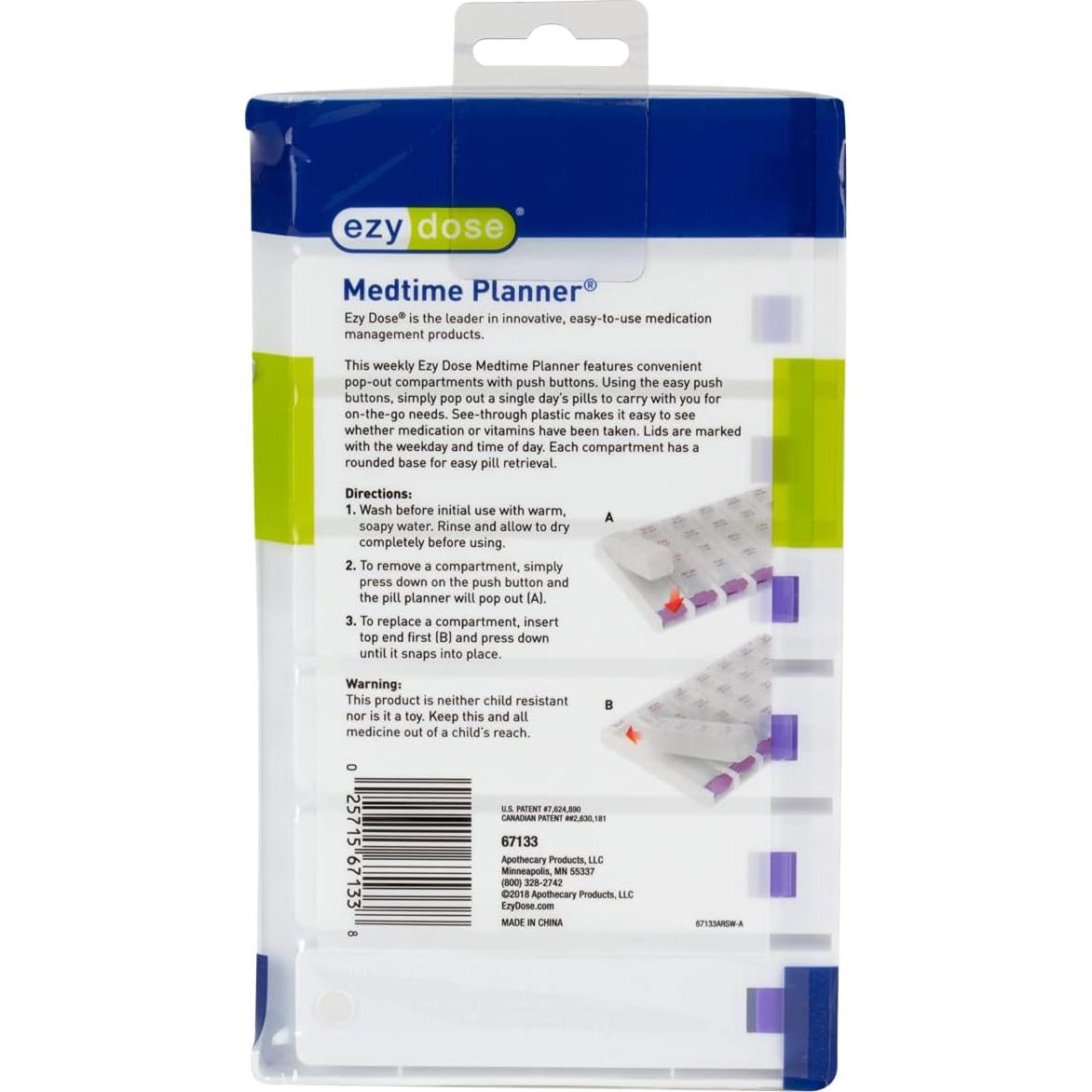 Organizador Semanal de Pastillas Ezy Dose 7 Días 4 Dosis