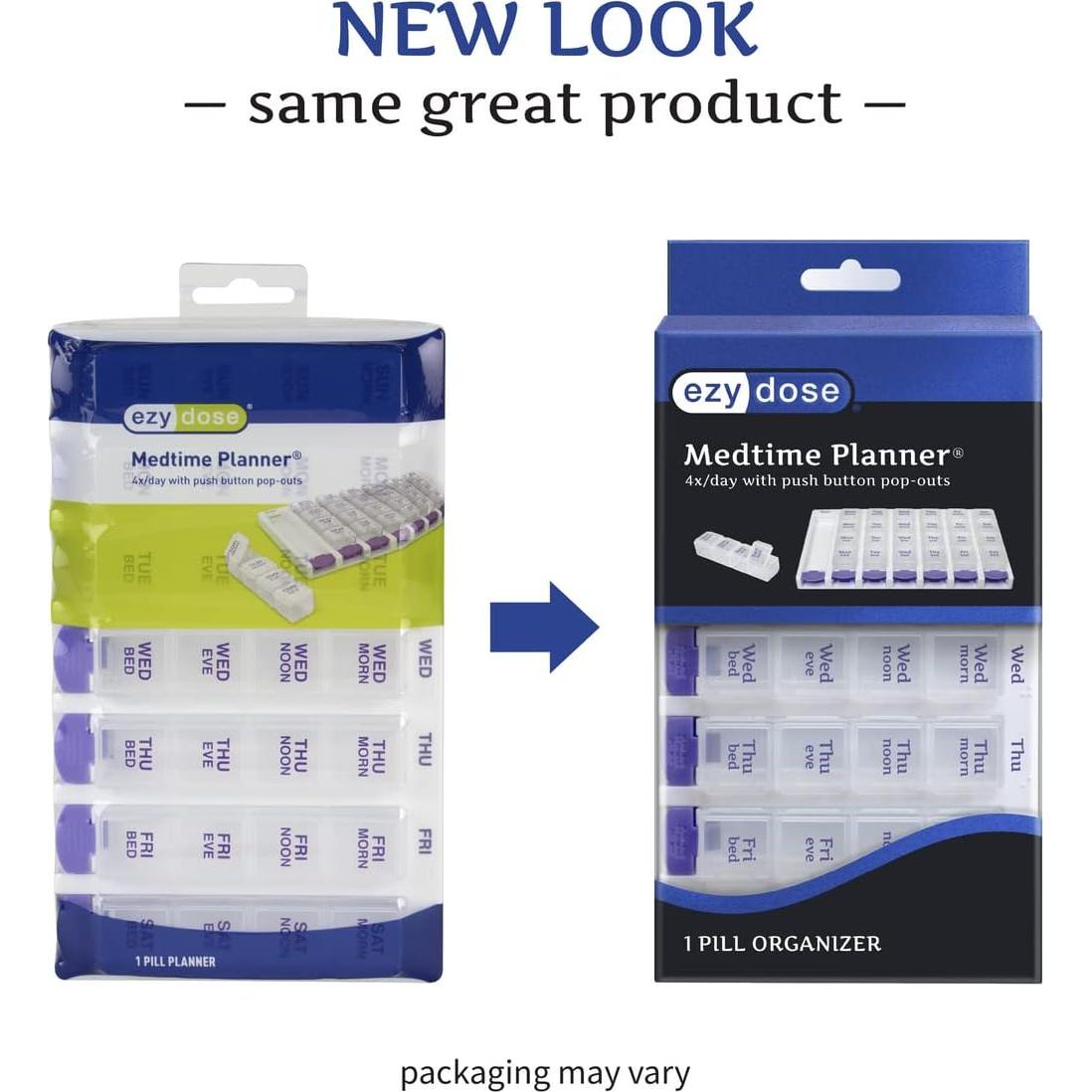 Organizador Semanal de Pastillas Ezy Dose 7 Días 4 Dosis