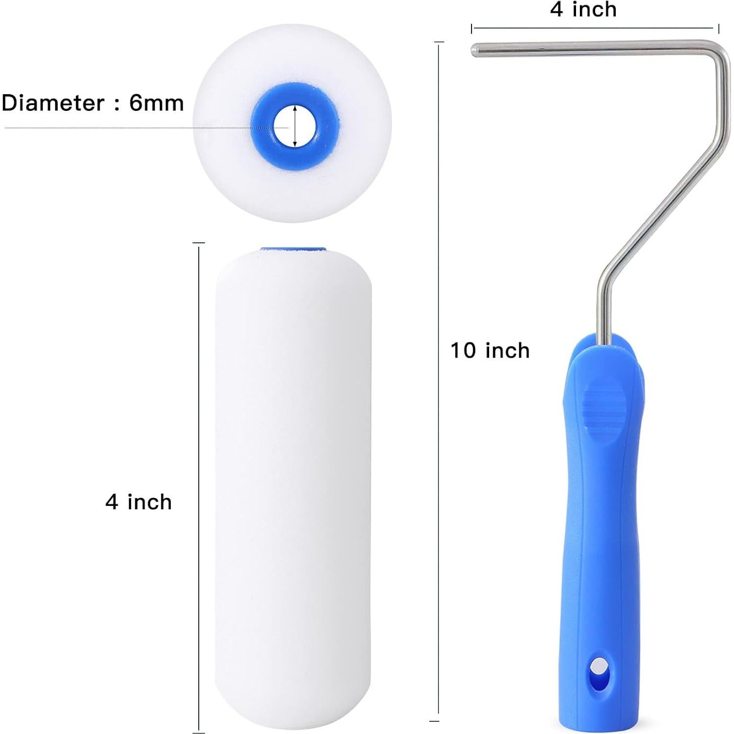 Kit de Rodillo de Pintura de Espuma Mister Rui 4" - 8 Piezas