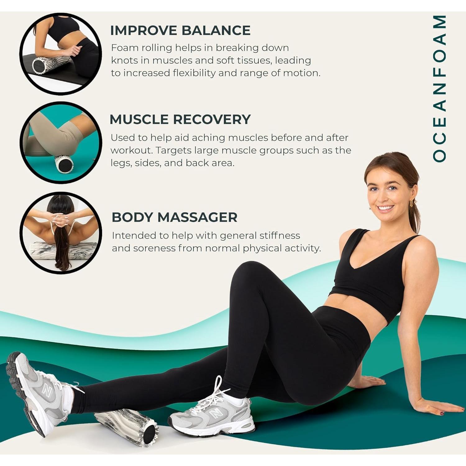 Rodillo de Espuma de Viaje Oceanfoam Ripple 28 cm - Masaje Profundo
