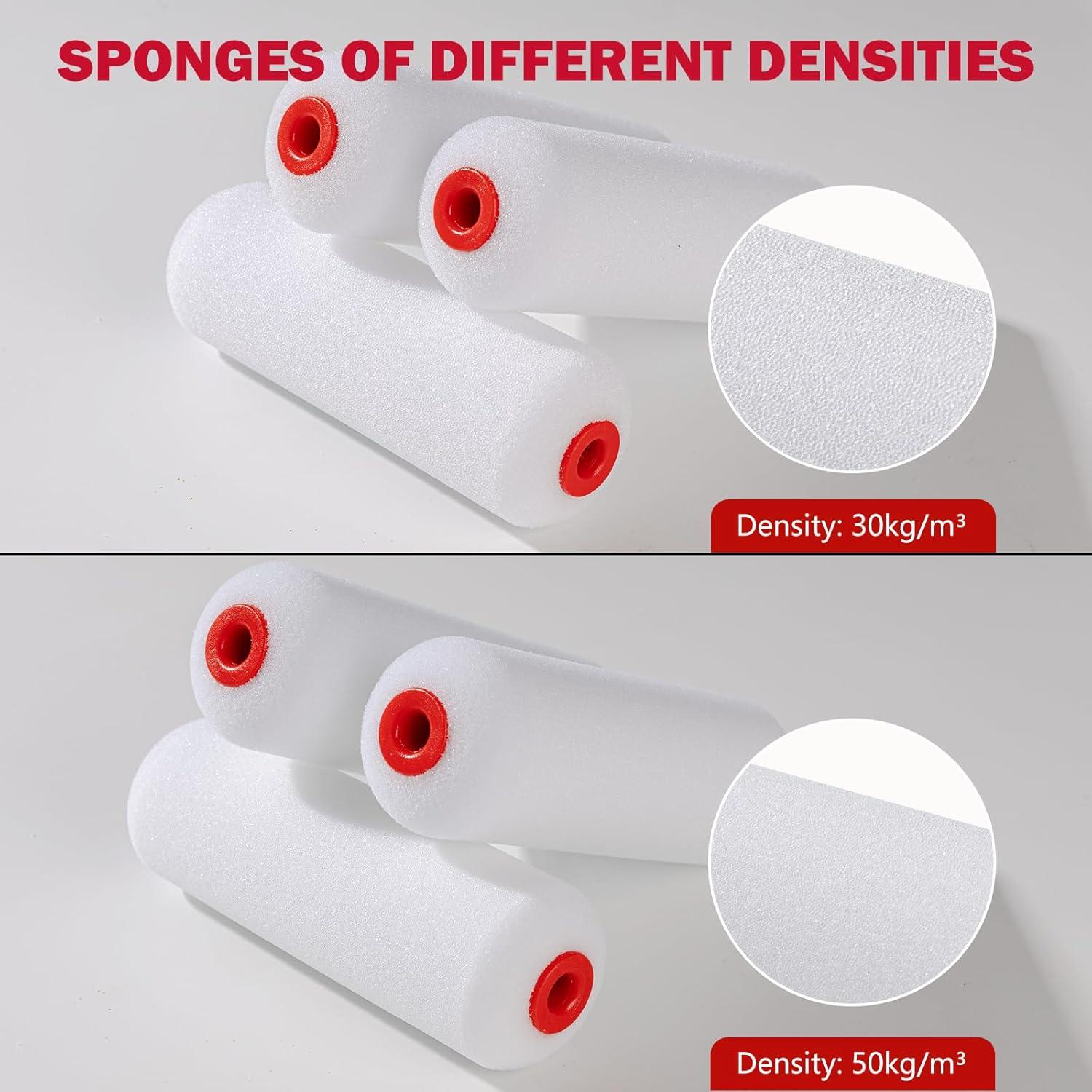 Fundas de Rodillo de Espuma Mister Rui 4" Densidad 30kg/m³ Paquete 5