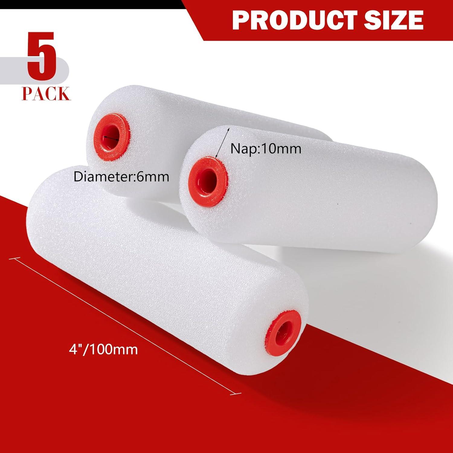 Fundas de Rodillo de Espuma Mister Rui 4" Densidad 30kg/m³ Paquete 5