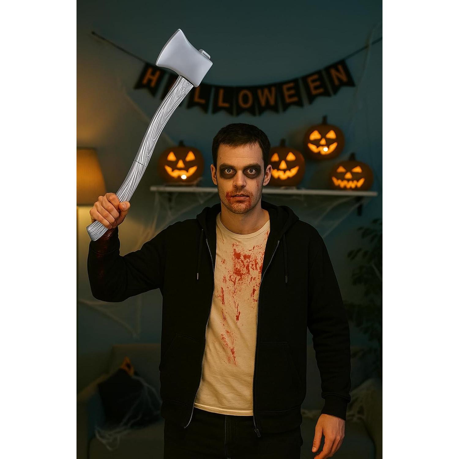 Hacha de Disfraz Falsa Buweeo Plateada 60 cm Halloween