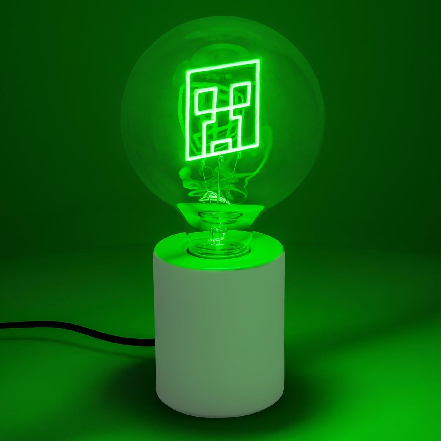 Lámpara LED Neón Creeper Minecraft Paladone E27 Verde 24.3cm