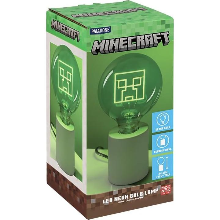 Lámpara LED Neón Creeper Minecraft Paladone E27 Verde 24.3cm