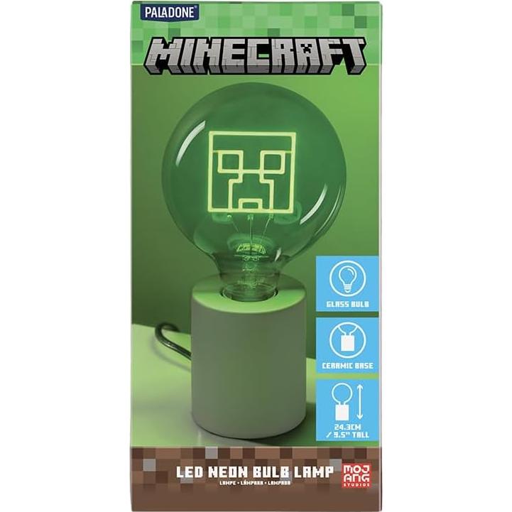 Lámpara LED Neón Creeper Minecraft Paladone E27 Verde 24.3cm