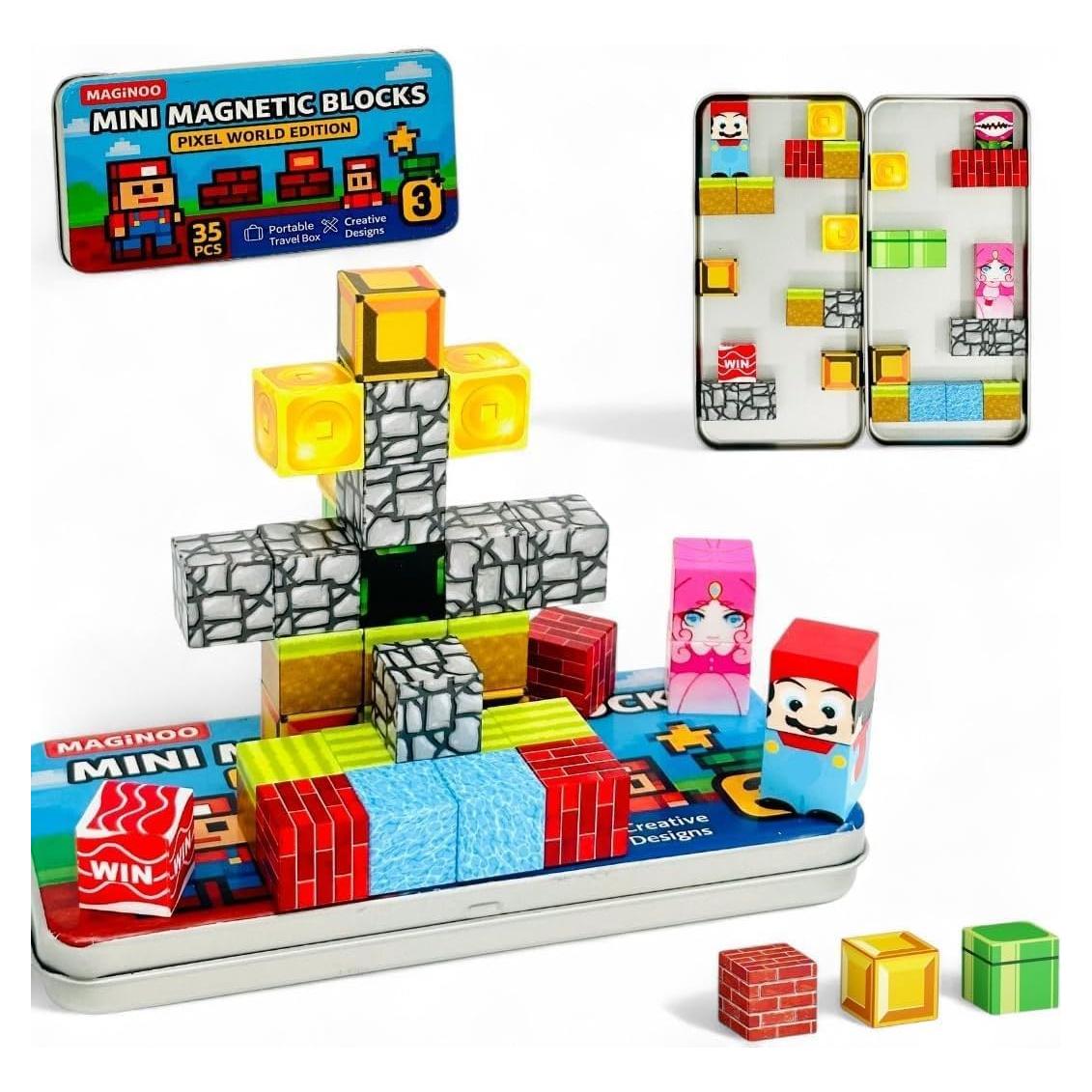 35 Piezas Bloques Magnéticos Mini Maginoo - Juguete Educativo 3D