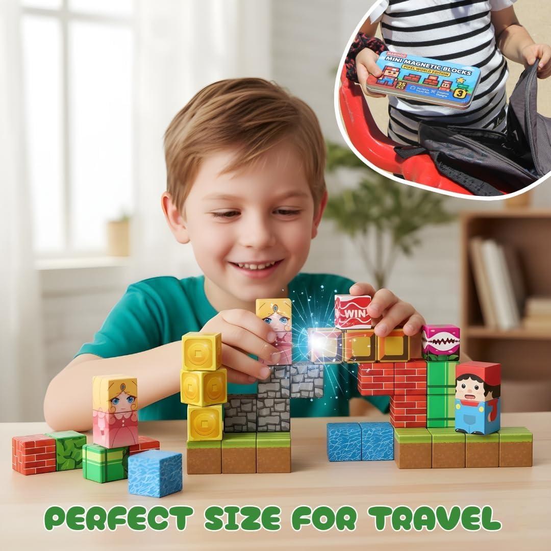 35 Piezas Bloques Magnéticos Mini Maginoo - Juguete Educativo 3D