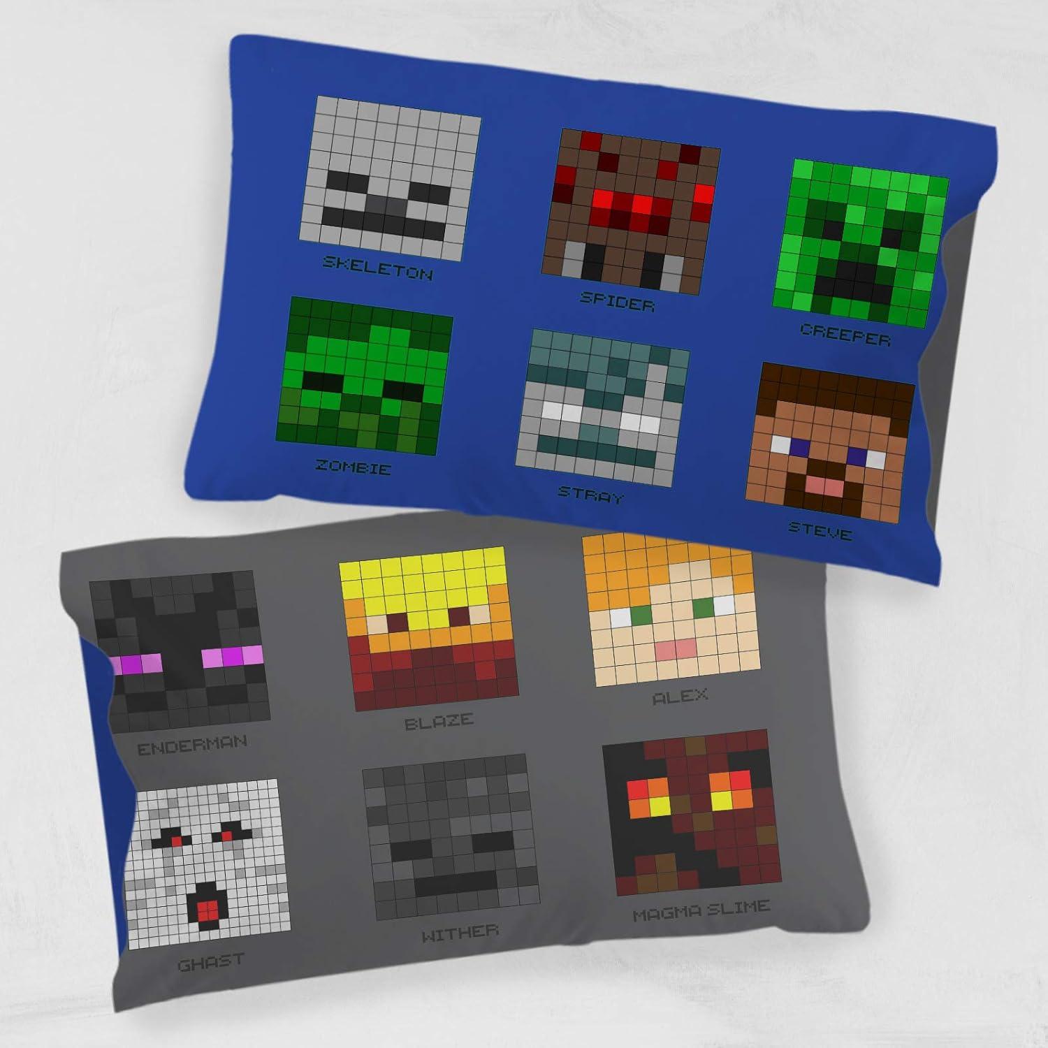 Funda de Almohada Individual Jay Franco Minecraft Doble Cara
