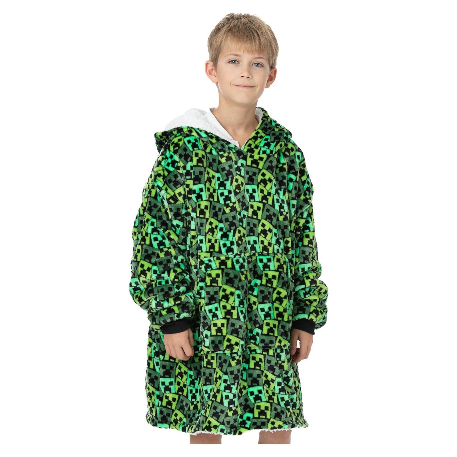 Sudadera con Capucha Grande Minecraft Creeper Verde Niños