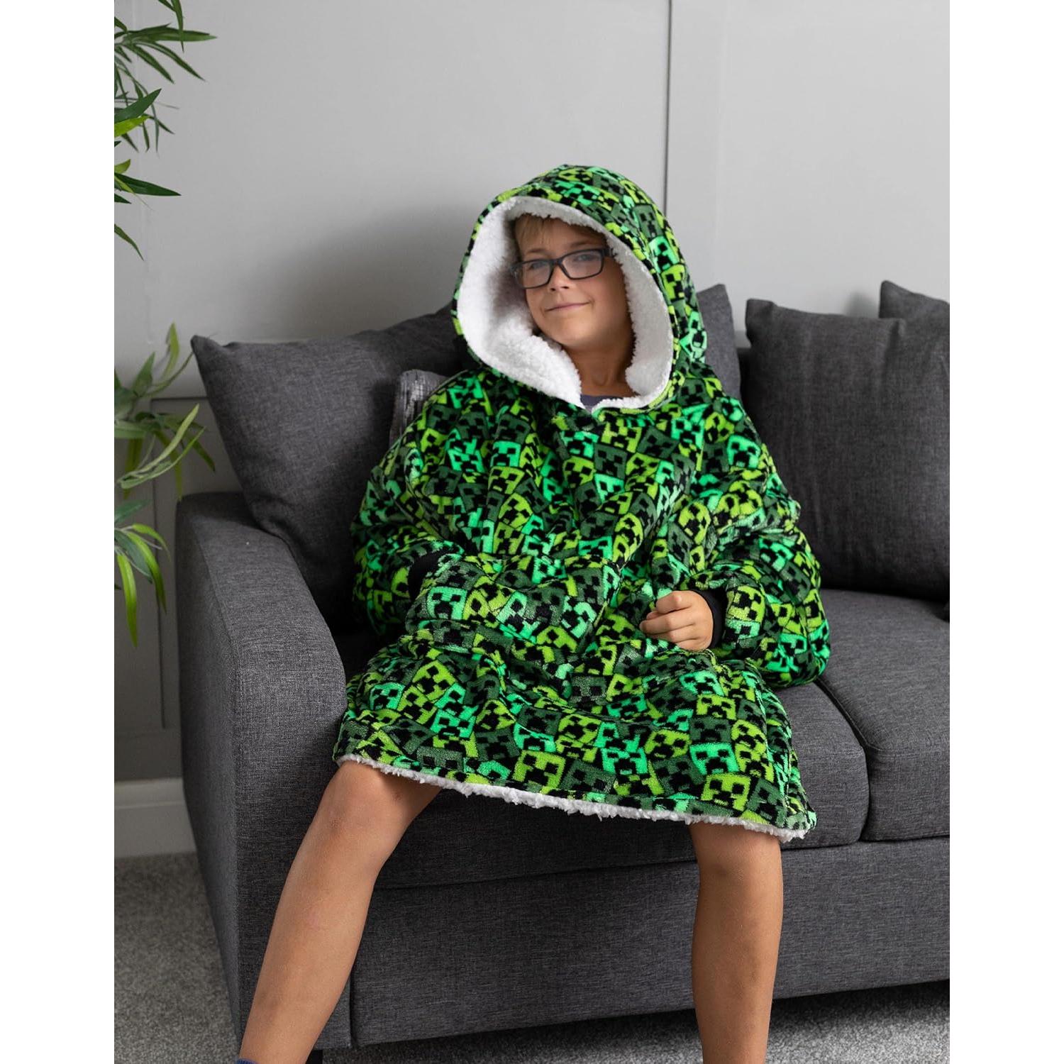 Sudadera con Capucha Grande Minecraft Creeper Verde Niños