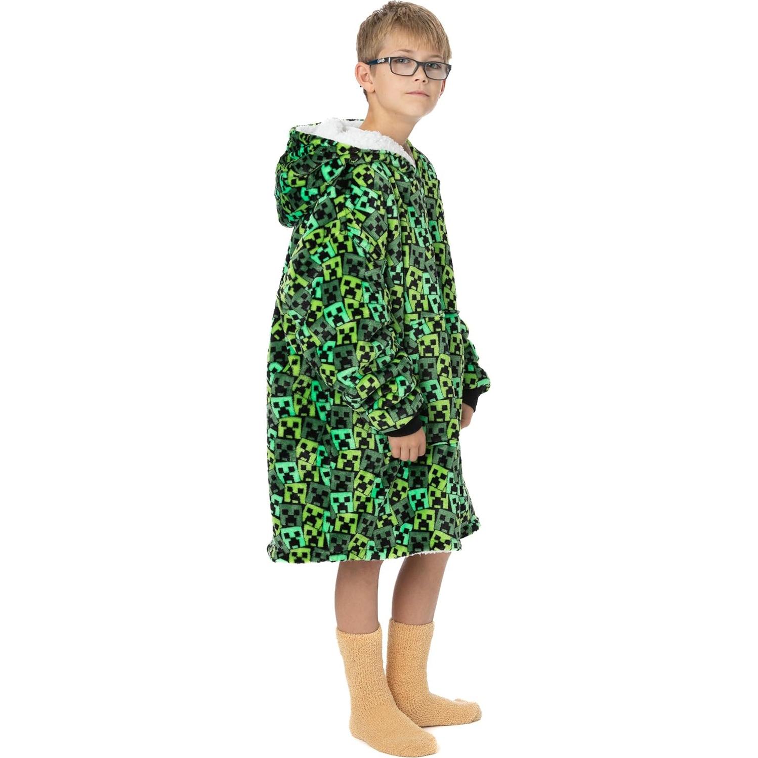 Sudadera con Capucha Grande Minecraft Creeper Verde Niños