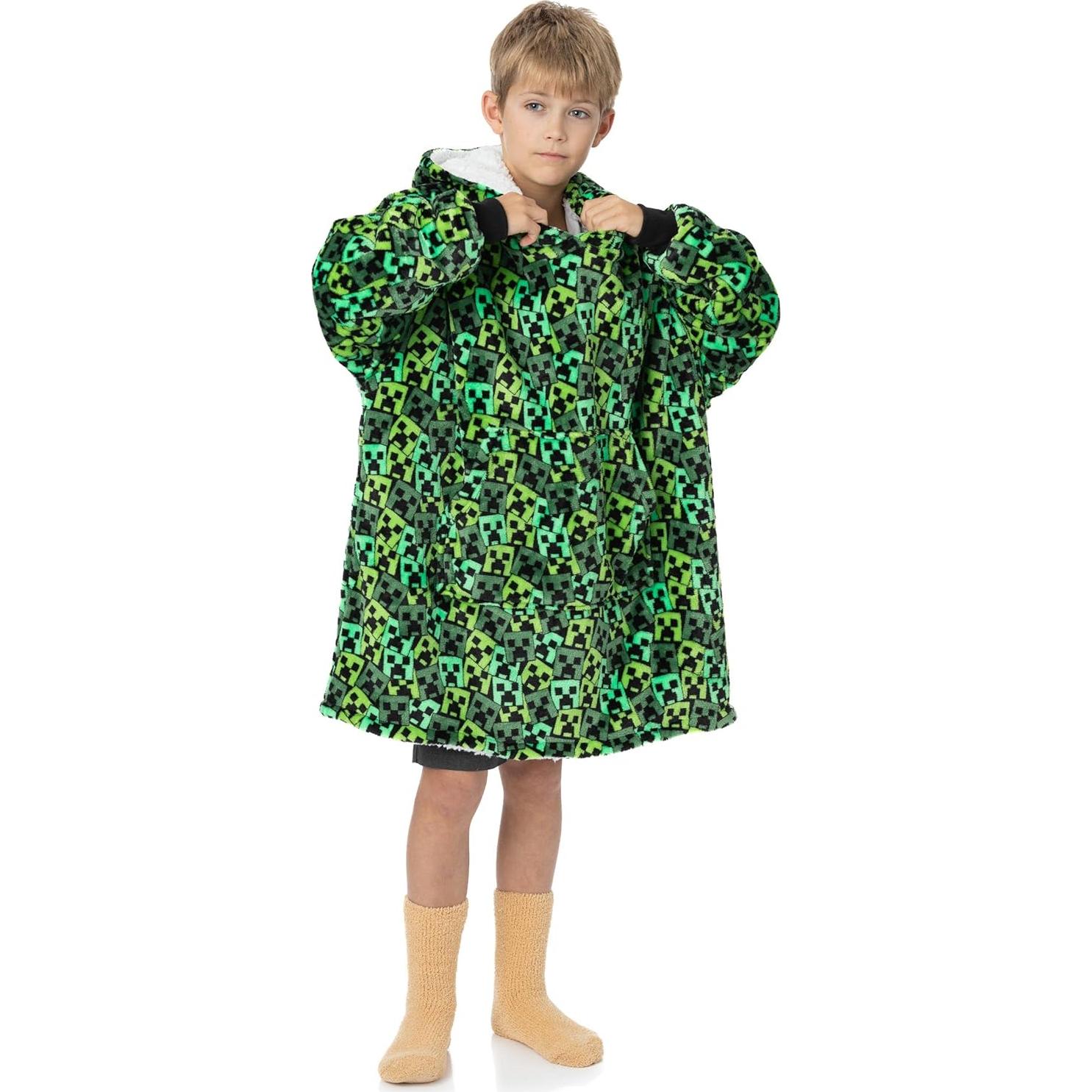 Sudadera con Capucha Grande Minecraft Creeper Verde Niños