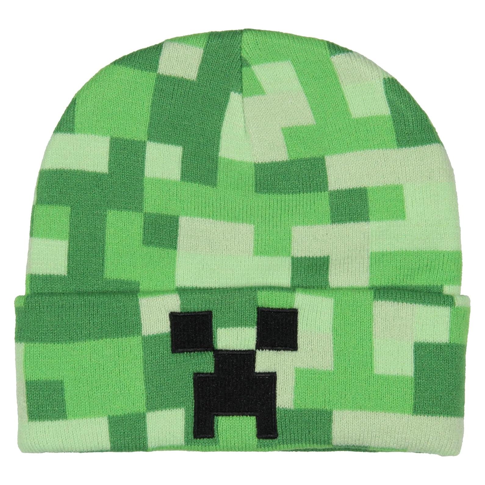 Gorro de Invierno Minecraft Bioworld con Cara de Creeper Verde OSFM