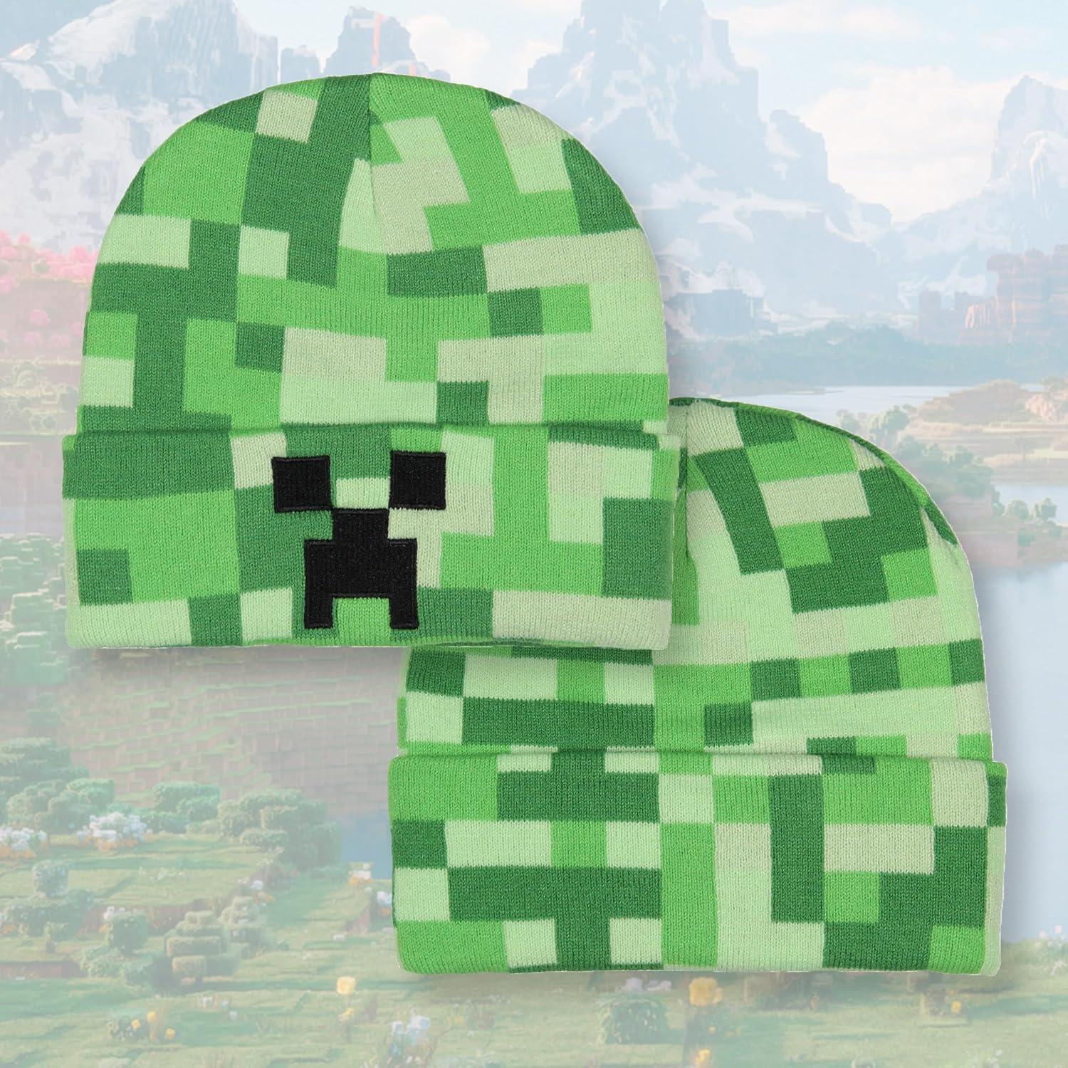 Gorro de Invierno Minecraft Bioworld con Cara de Creeper Verde OSFM