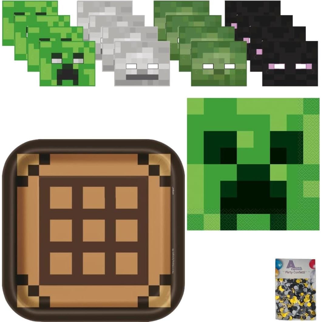 Suministros de Fiesta de Cumpleaños Minecraft para 16 Invitados