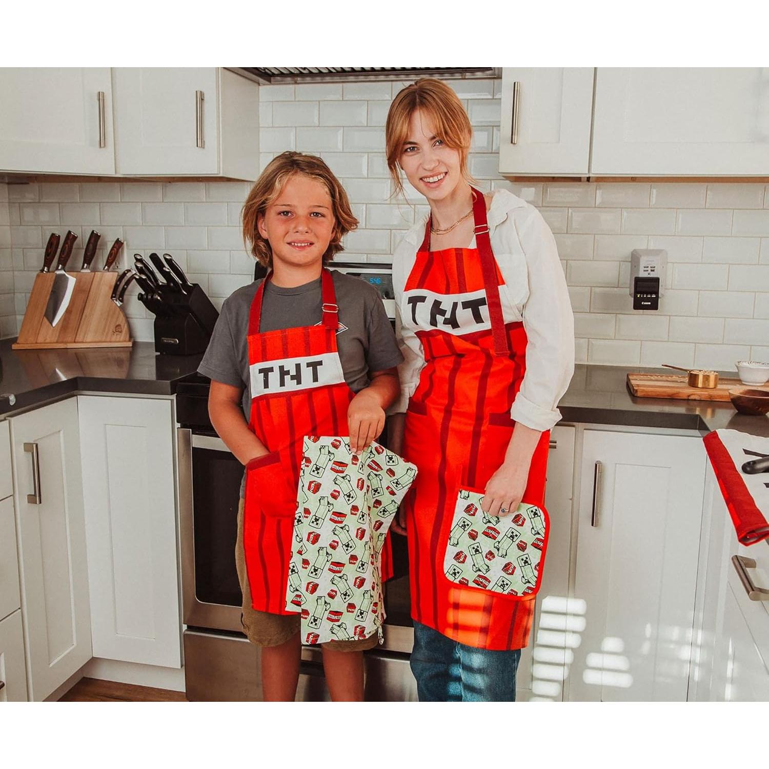 Delantal de Cocina Minecraft TNT Rojo para Niños - 61.3x41.9cm