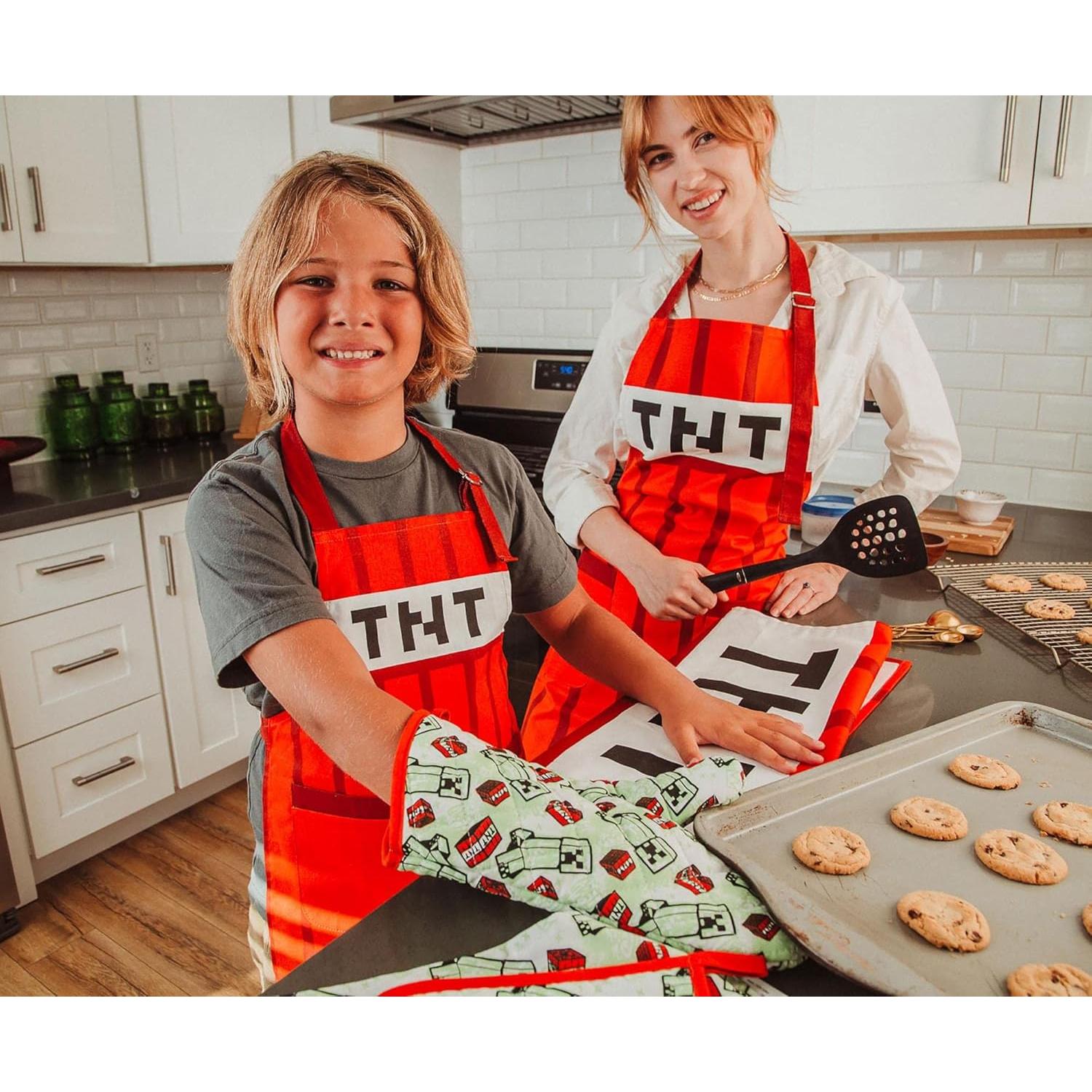 Delantal de Cocina Minecraft TNT Rojo para Niños - 61.3x41.9cm