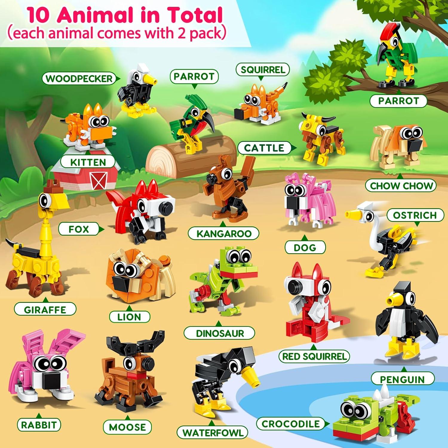 20 Mini Bloques de Construcción de Animales Basytodio - Juguetes Educativos