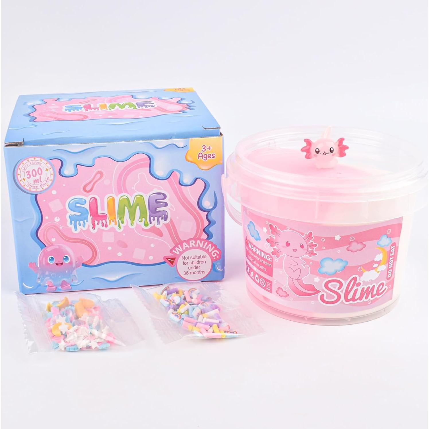 Cubeta de Slime de Mantequilla Rosa Axolote 300ml con Accesorios