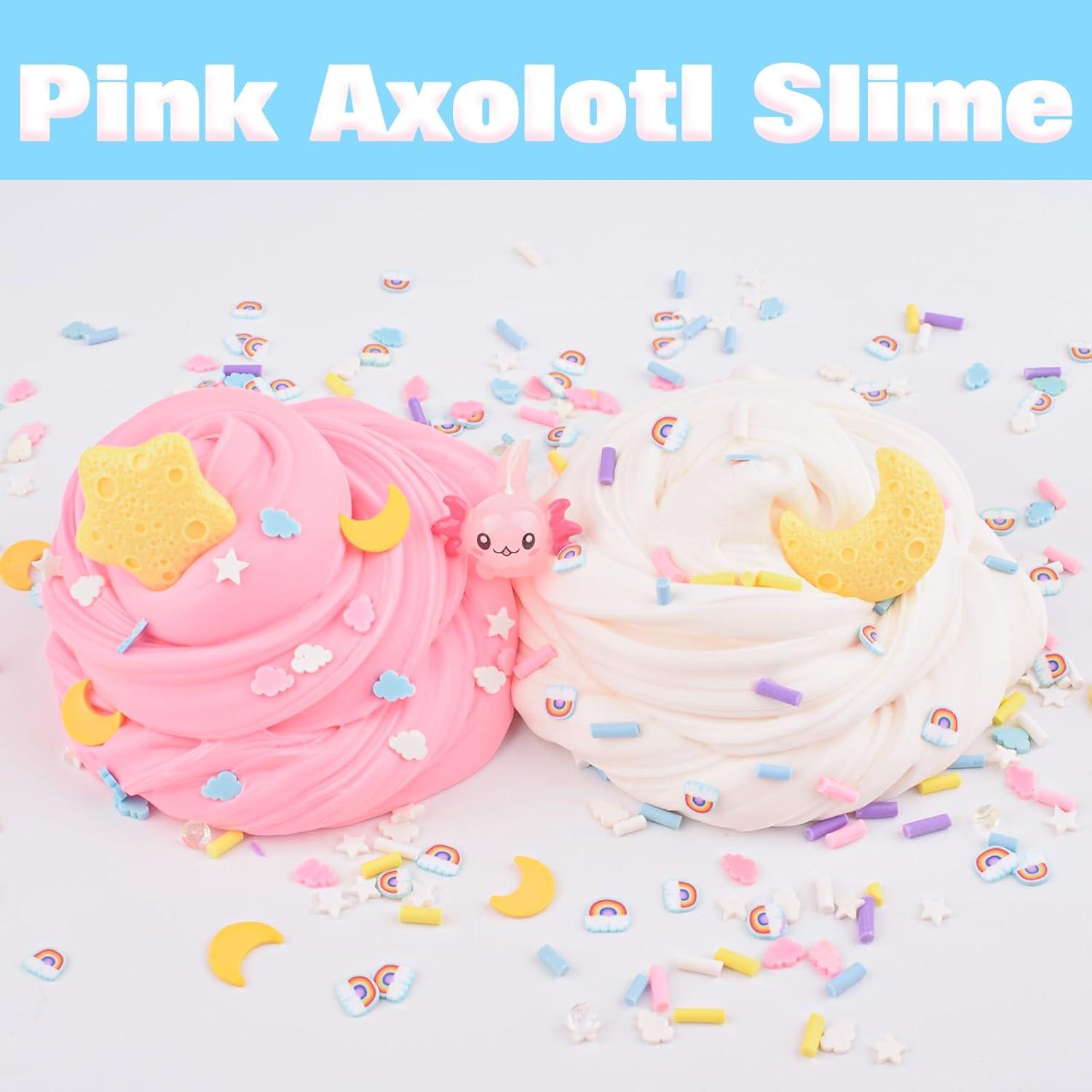 Cubeta de Slime de Mantequilla Rosa Axolote 300ml con Accesorios