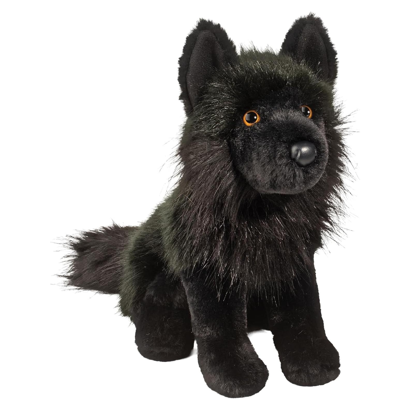 Peluche Lobo Negro Vilkas Douglas 28 cm Realista