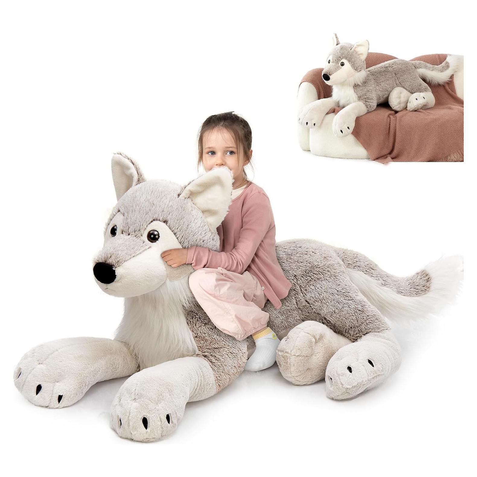 MaoGoLan Lobo de Peluche Gigante 119 cm - Almohada Suave
