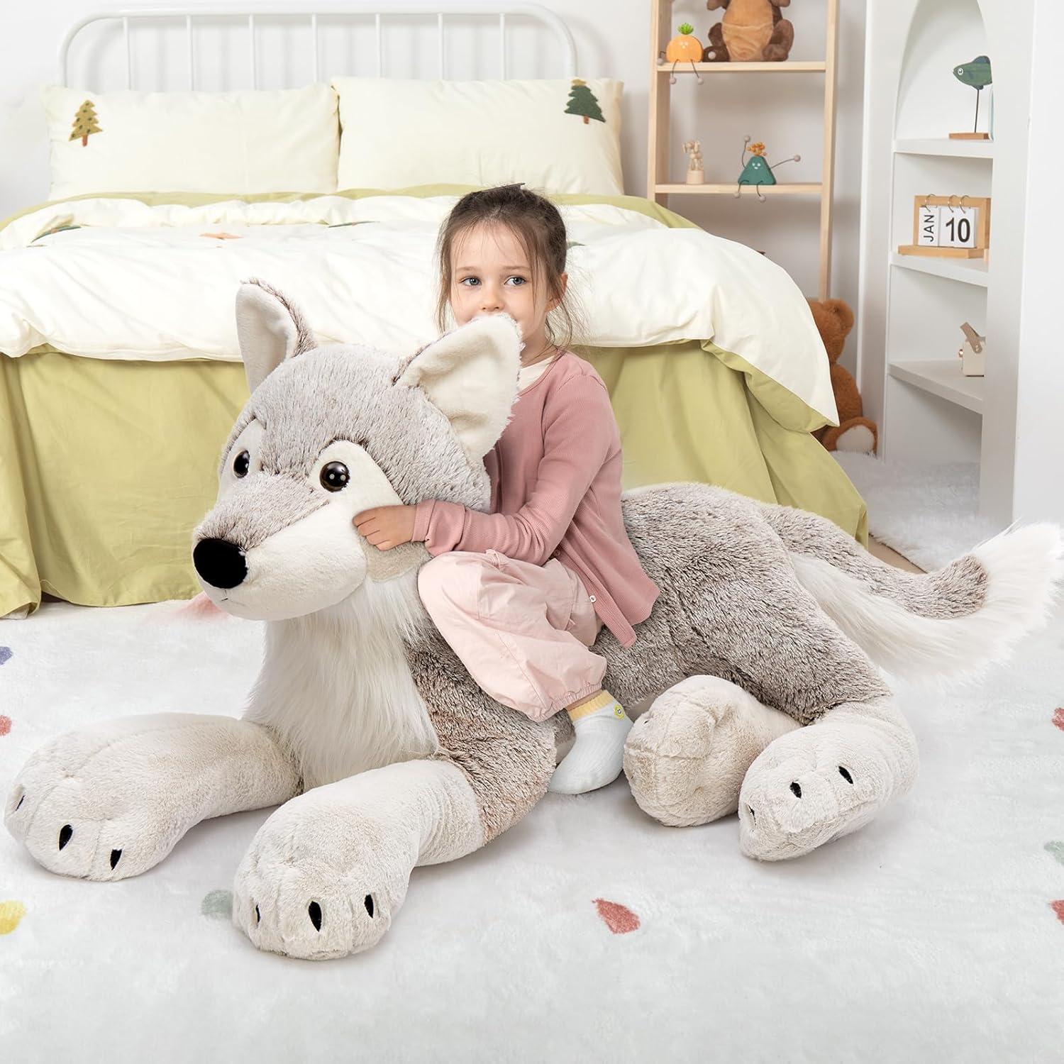 MaoGoLan Lobo de Peluche Gigante 119 cm - Almohada Suave