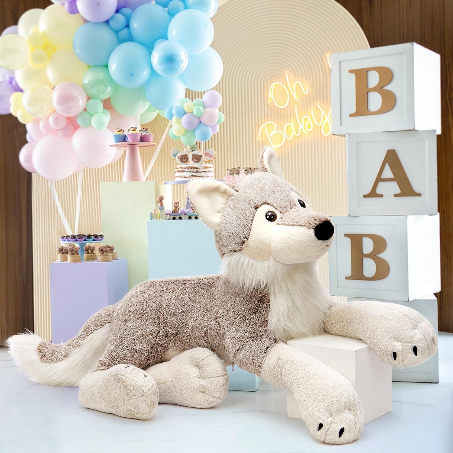 MaoGoLan Lobo de Peluche Gigante 119 cm - Almohada Suave