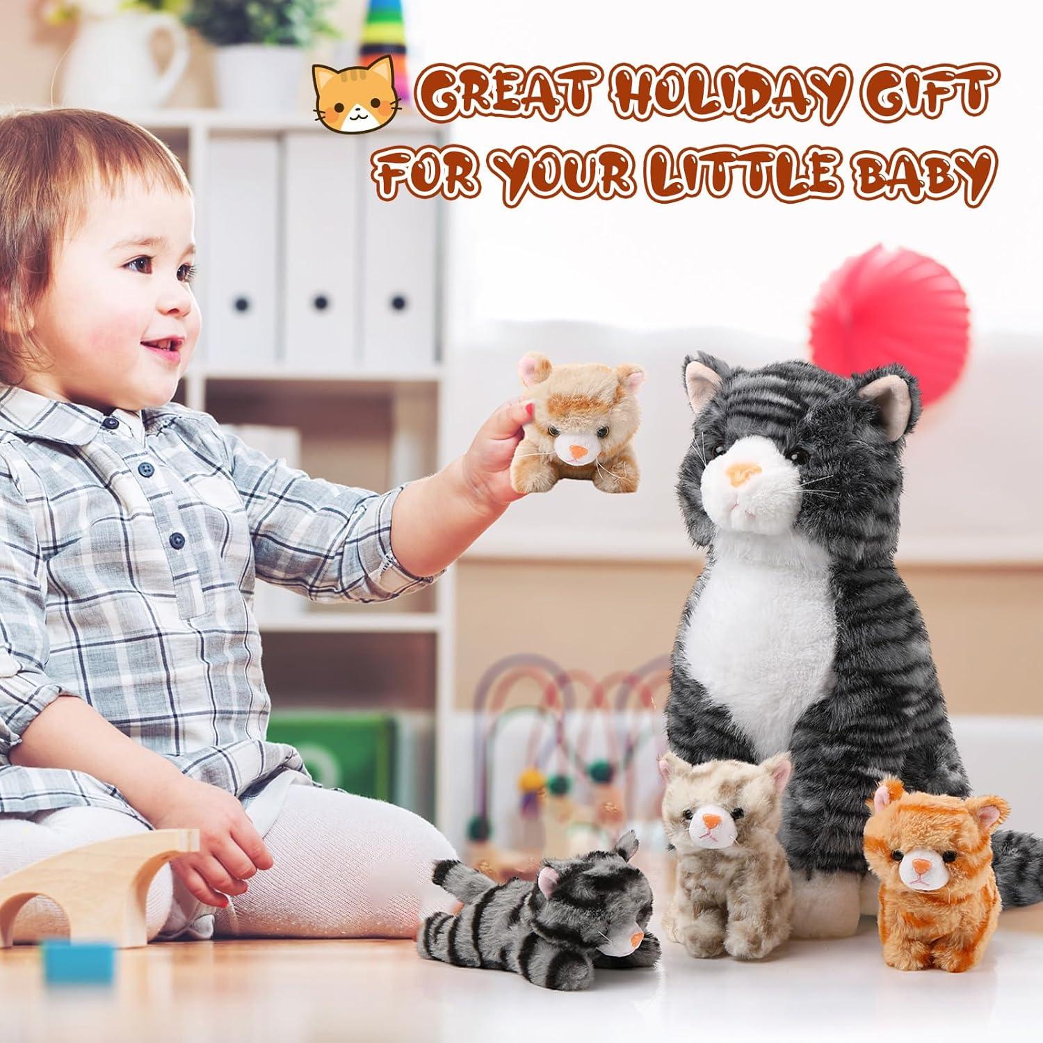 Juguete de Peluche Gato Grande HyDren 34.9 cm con 4 Gatitos