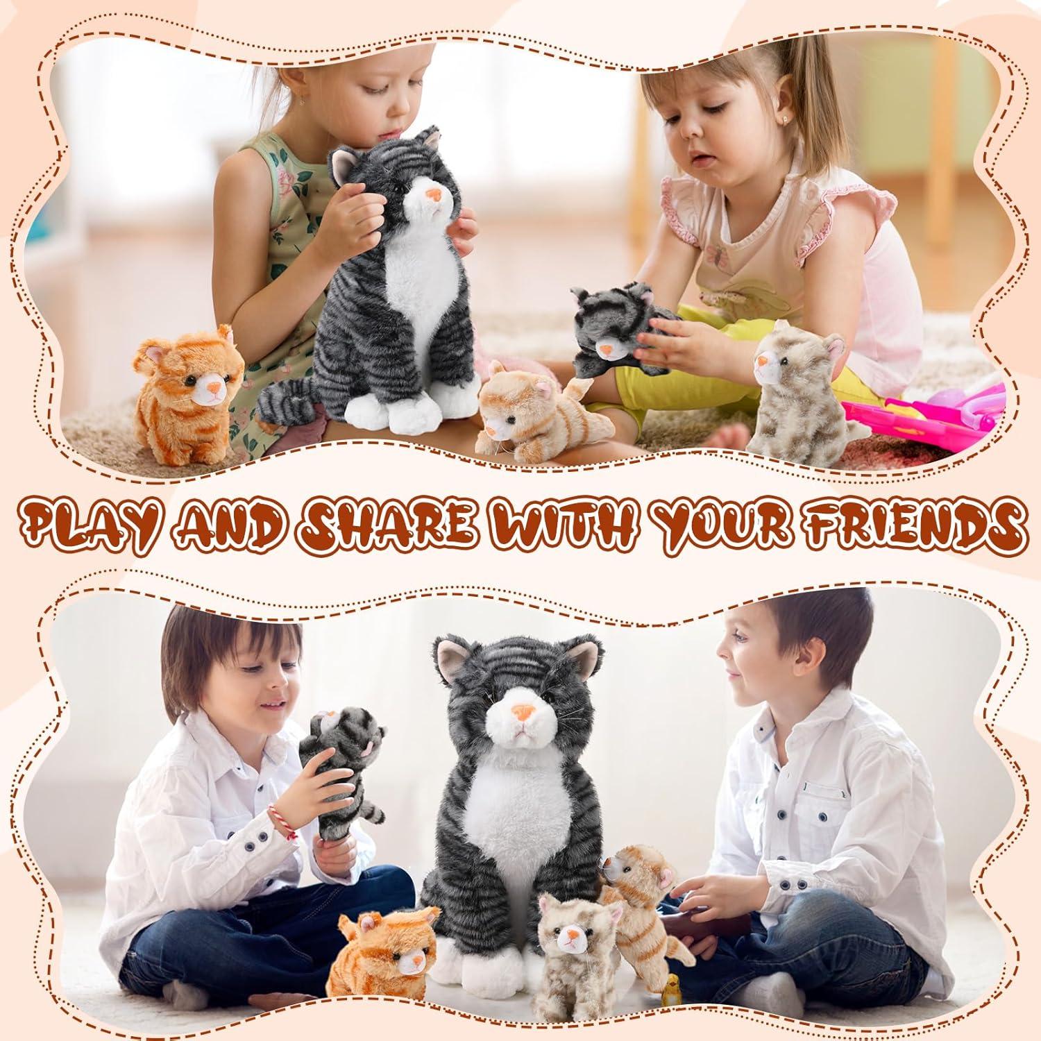 Juguete de Peluche Gato Grande HyDren 34.9 cm con 4 Gatitos