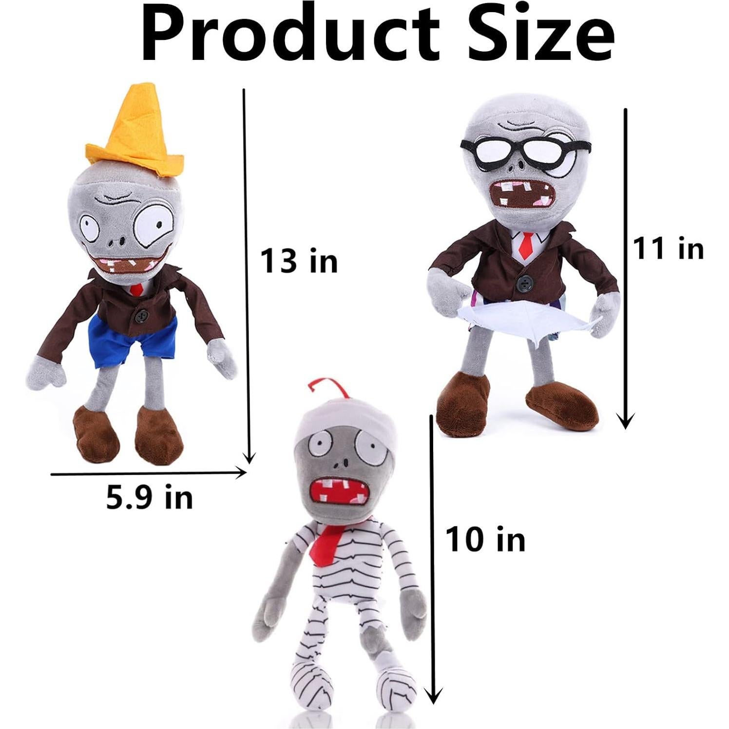 Juguete de Peluche Plantas y Zombies JHESAO 3 Pcs 30cm