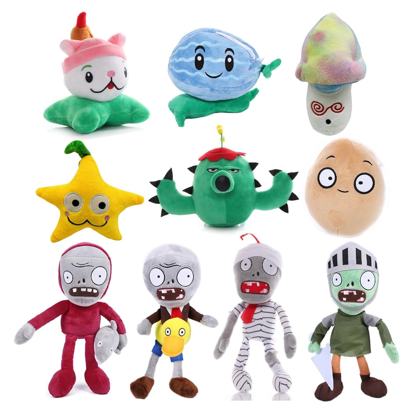 Set de 10 Muñecos de Peluche Plantas vs Zombies JHESAO