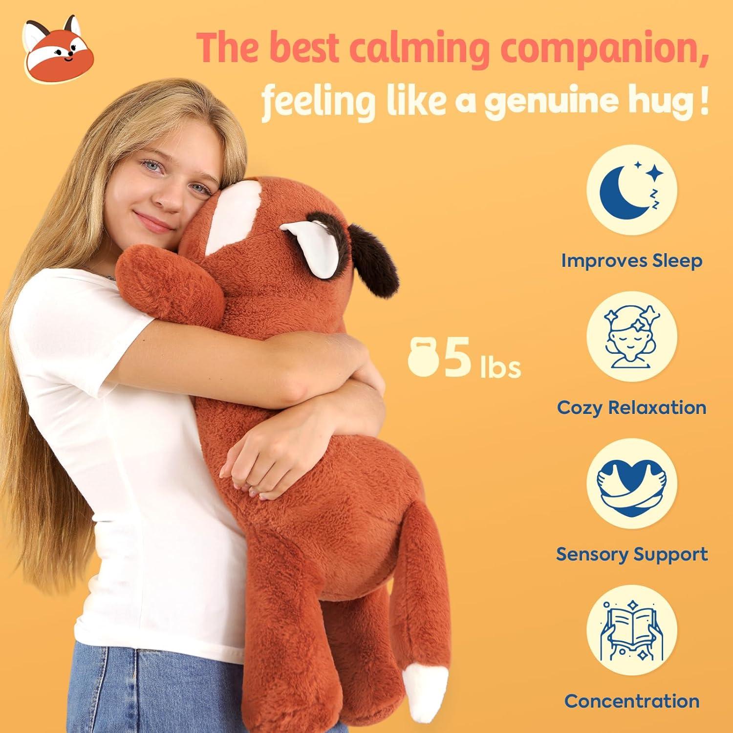 Almohada de Peluche Pesado Zorro GATO DURAZNO 65 cm 2.27 kg