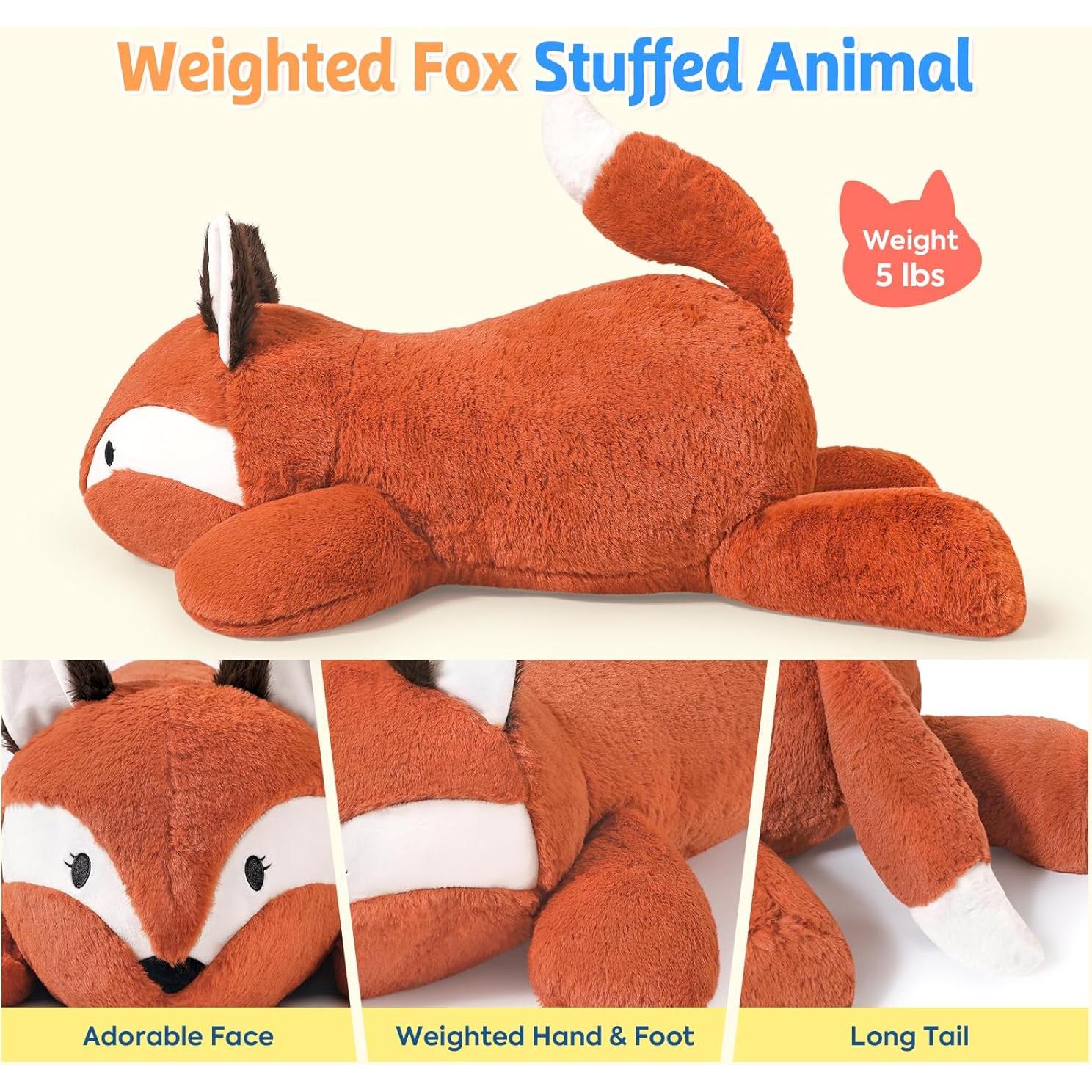 Almohada de Peluche Pesado Zorro GATO DURAZNO 65 cm 2.27 kg