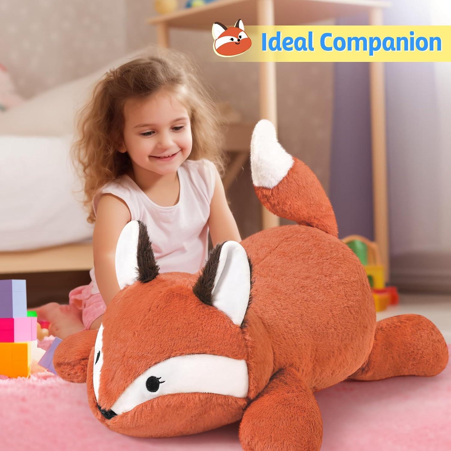 Almohada de Peluche Pesado Zorro GATO DURAZNO 65 cm 2.27 kg