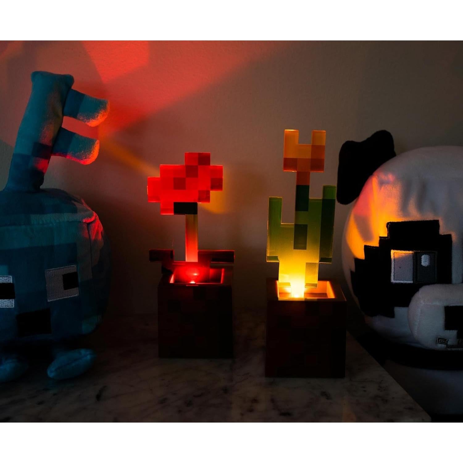 Luz de ambiente LED Minecraft - Juego de 2 tulipán y amapola