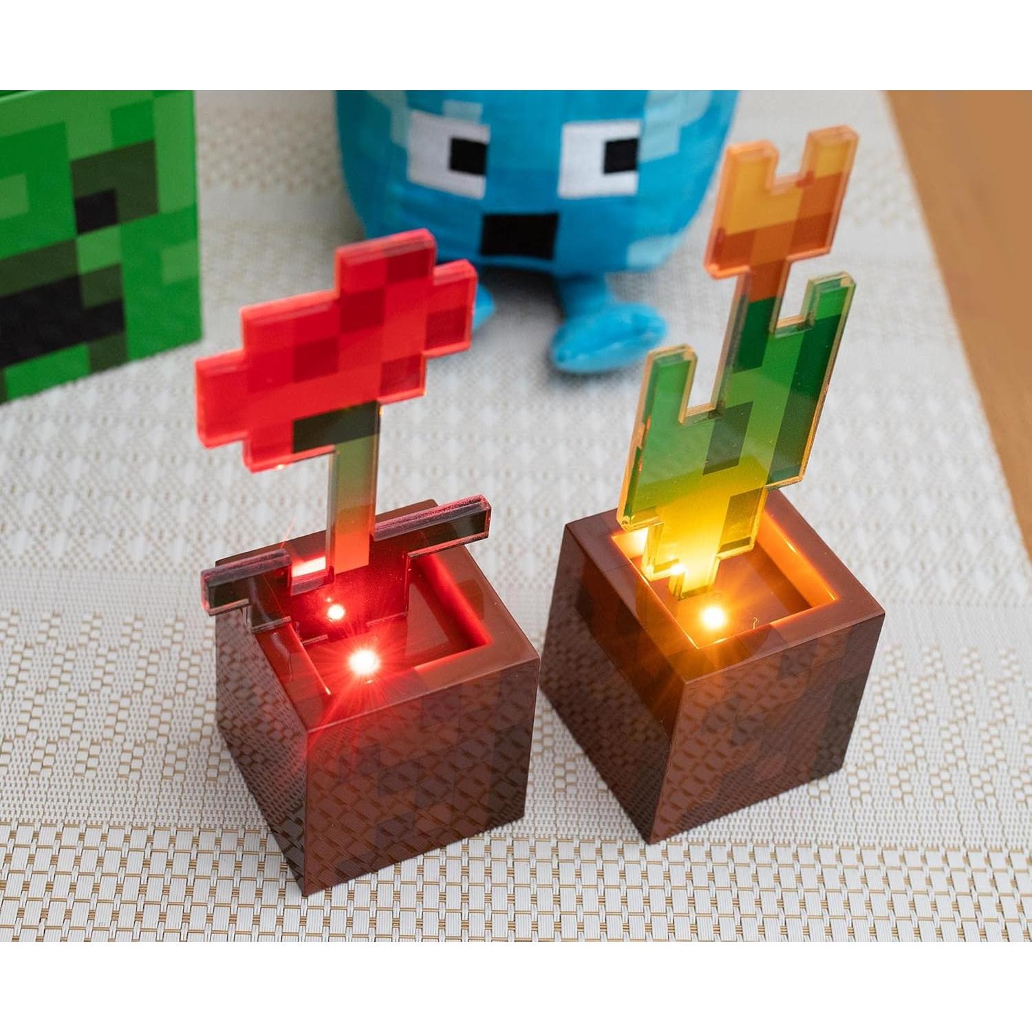 Luz de ambiente LED Minecraft - Juego de 2 tulipán y amapola
