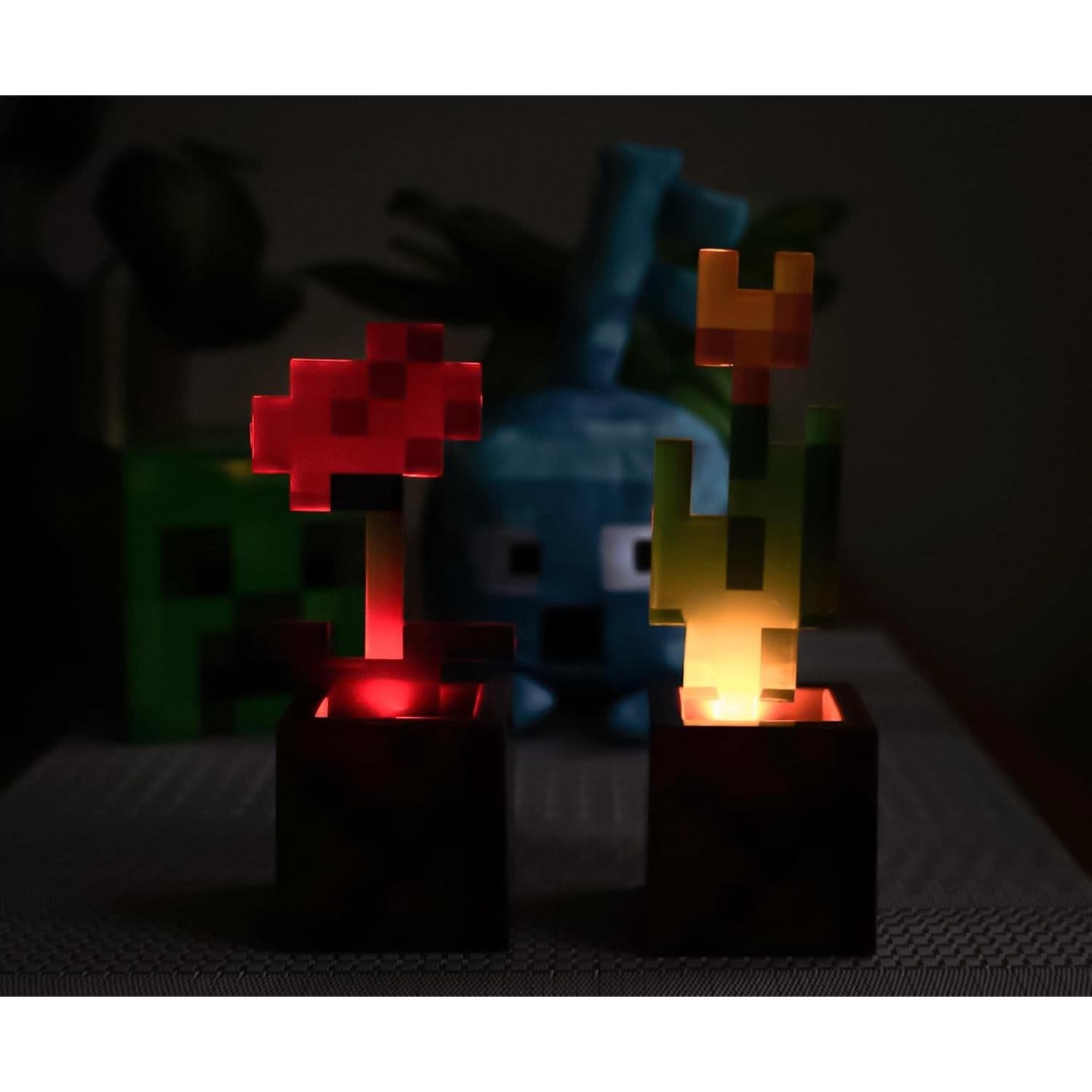 Luz de ambiente LED Minecraft - Juego de 2 tulipán y amapola