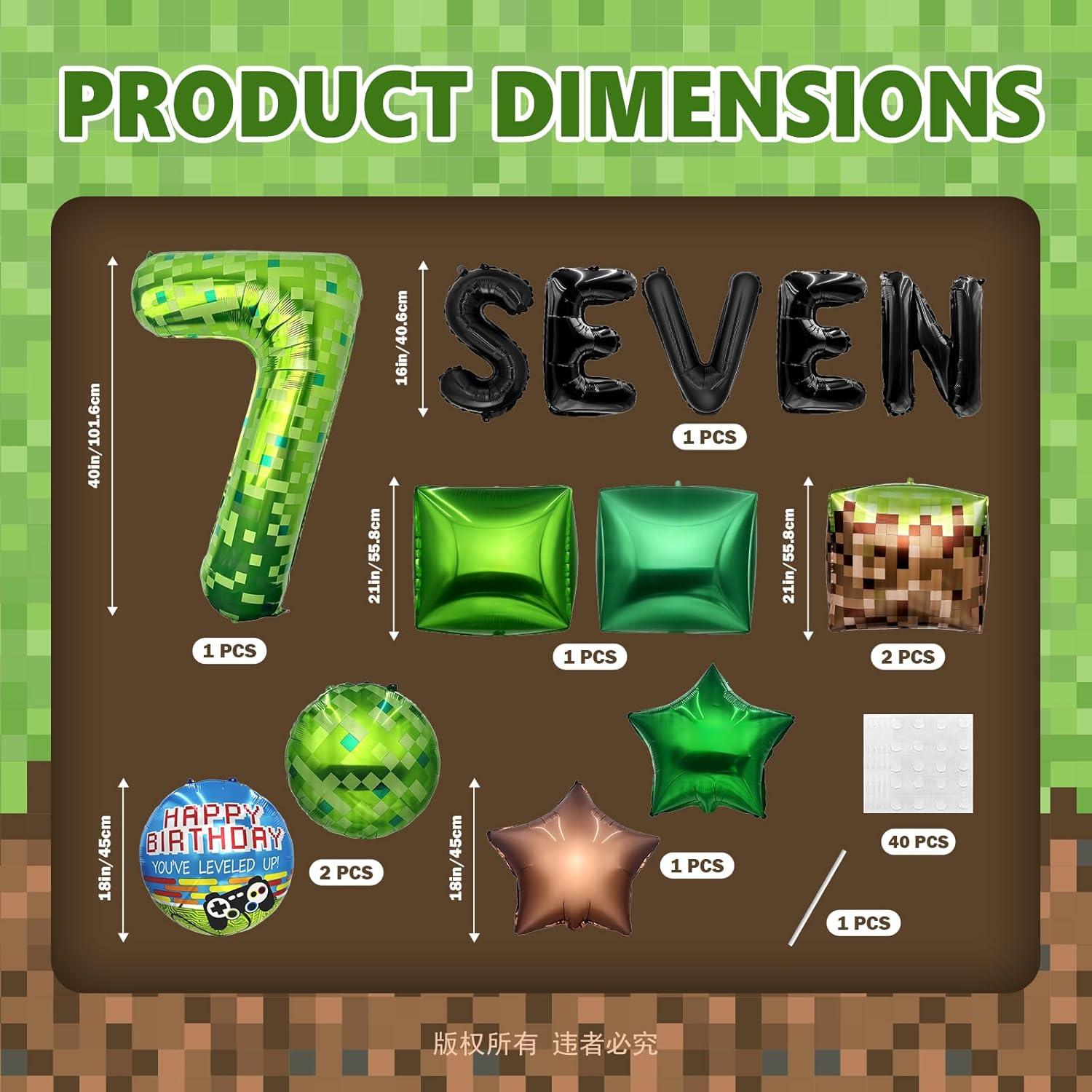 Conjunto de Globos Temáticos de Pixel Verde 16Pcs WENTIYA